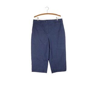 Talbots Wide Leg Crop Chino Pants Navy Blue Lightweight Canvas Womens Size 16P